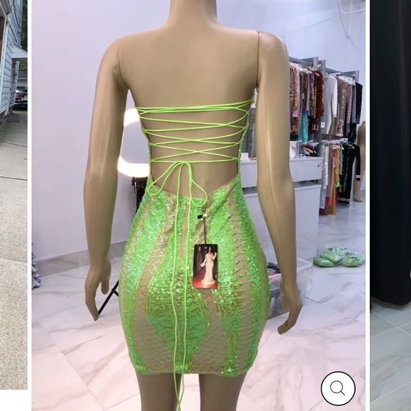 “The star sequence dress” neon green - Picture 2 of 8